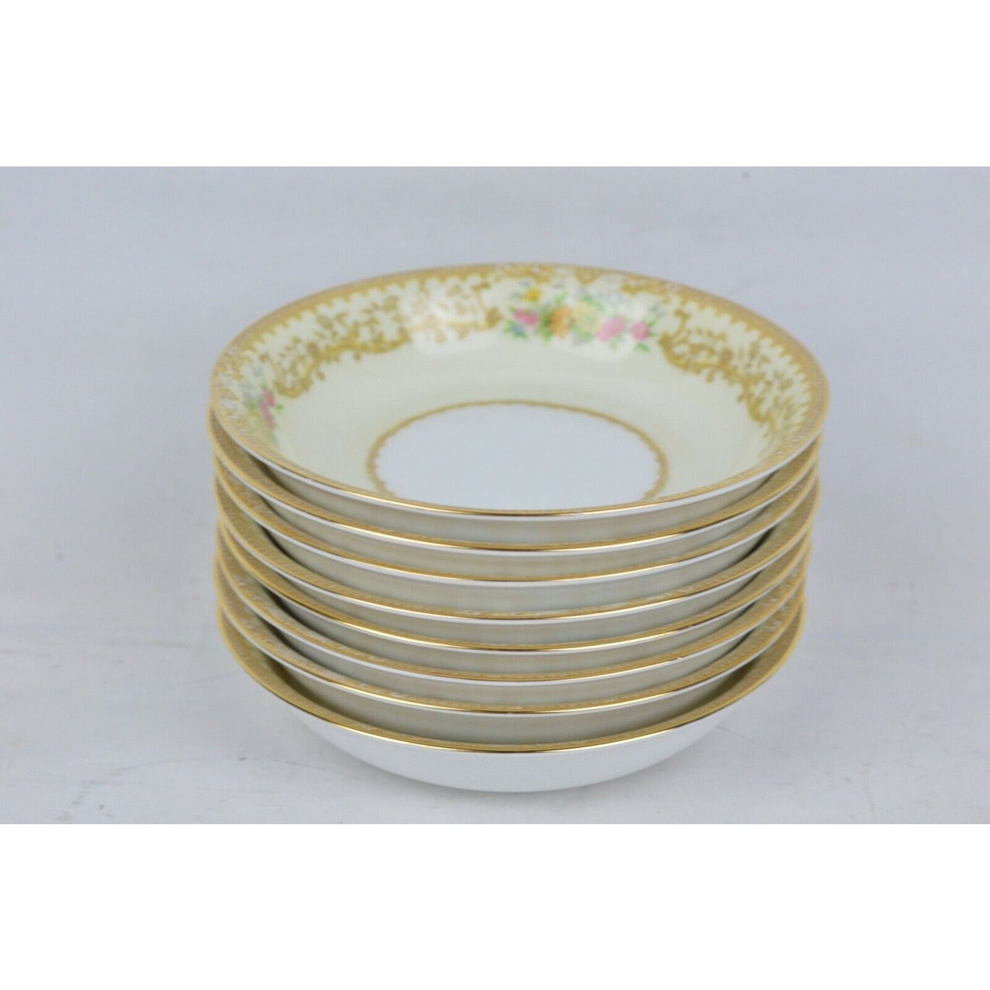 Lot x8 Ceramic Bowl Plate Noritake China Elvira 5-1/8" Japan Floral Gold Rim