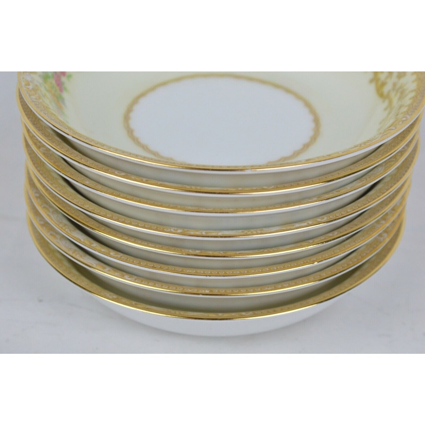 Lot x8 Ceramic Bowl Plate Noritake China Elvira 5-1/8" Japan Floral Gold Rim