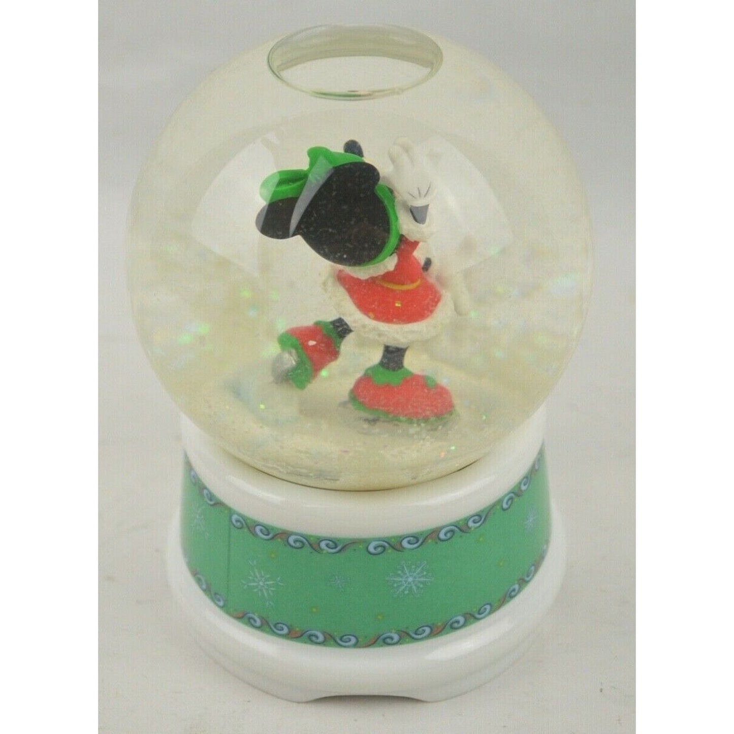 Enesco Snow Globe Music Box Disney Minnie Mouse Christmas Plays ''Let It Snow''