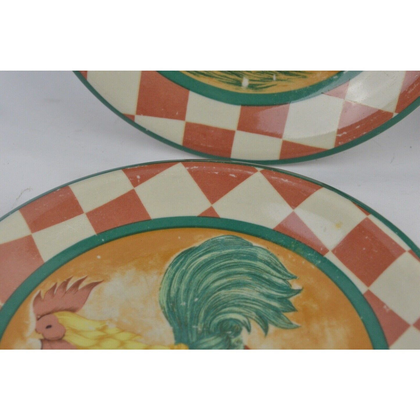 Set 4x Side Plates Cardinal Inc. Rooster Hand Painted China Decorative CD2