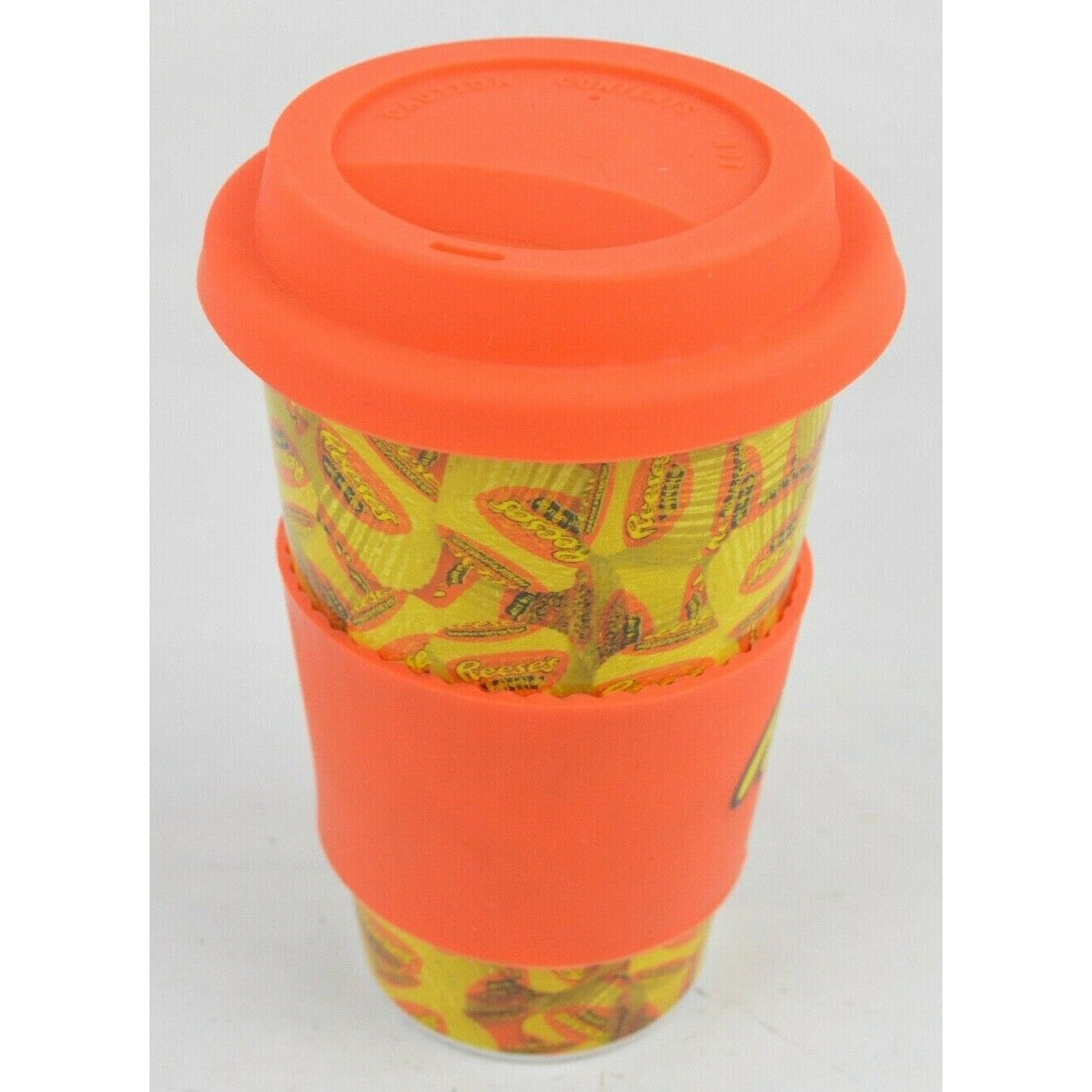 Reese's Peanut Butter Ceramic Coffee Mug Cup Tumbler 16oz Silicone Lid Grip