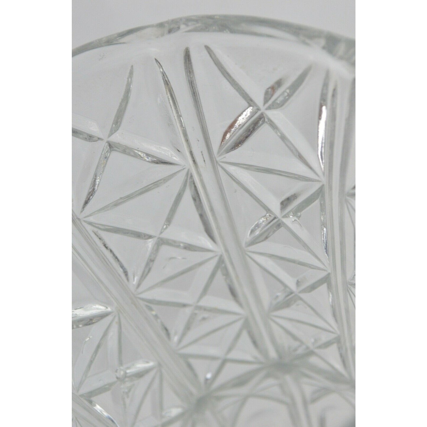 Italian Glass Clear Antique Flower Vase Diamond Pattern Italy