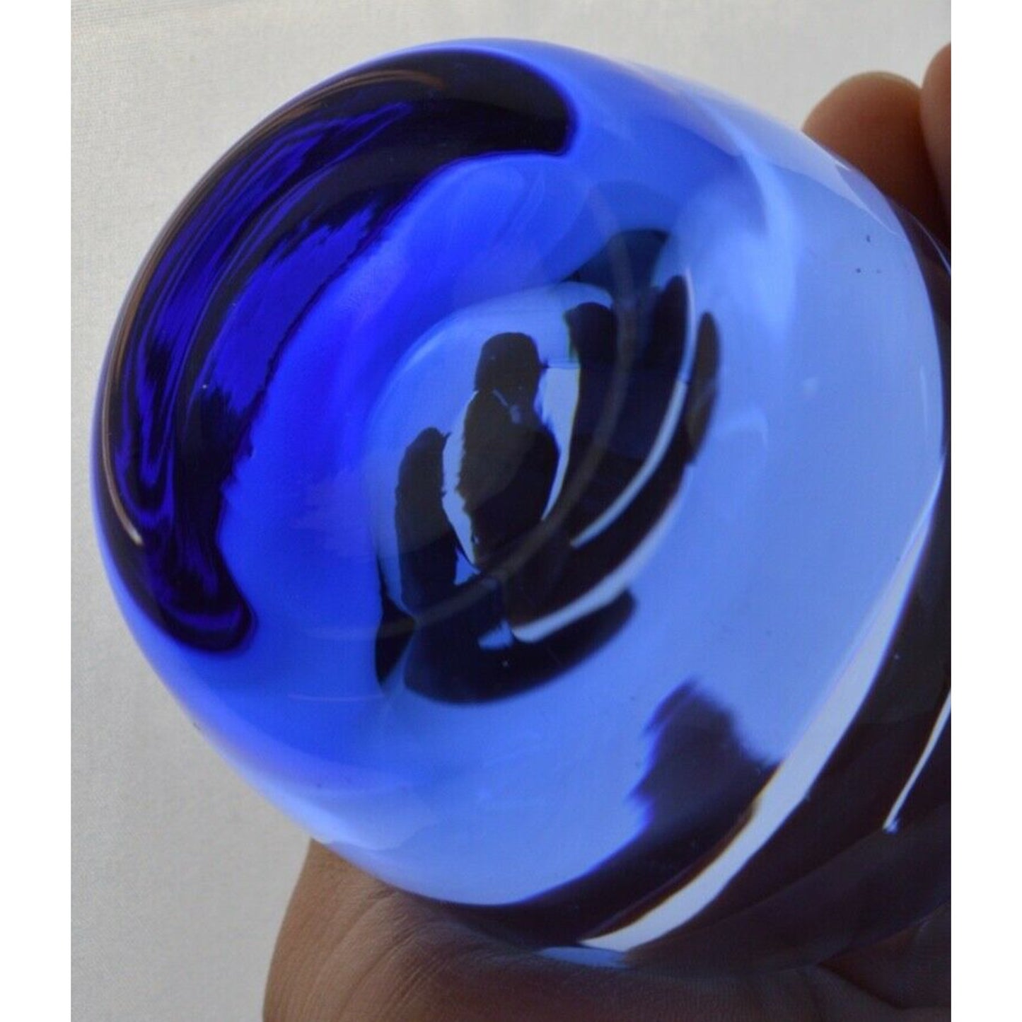 Set Of 3 Crate and Barrel Diva Votive Cobalt Blue Art Glass Candle Holder