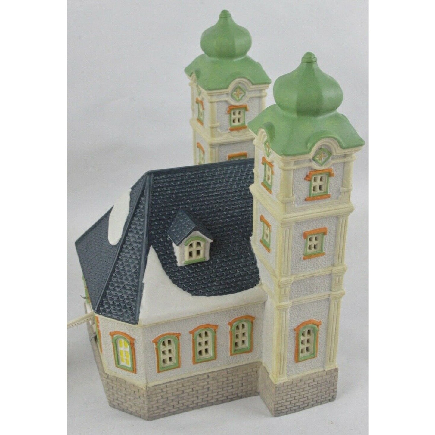 Porcelain Lighted Church Cathedral Building LEMAX 1995 Valley Train Station