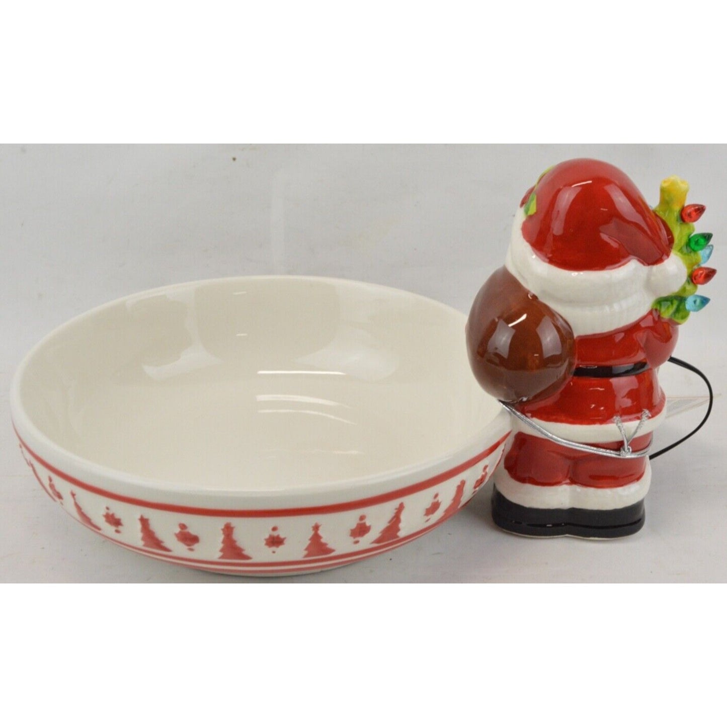 Mr. Christmas Ceramic Candy Dish Serving Bowl Light Up SANTA CLAUS  Illuminated