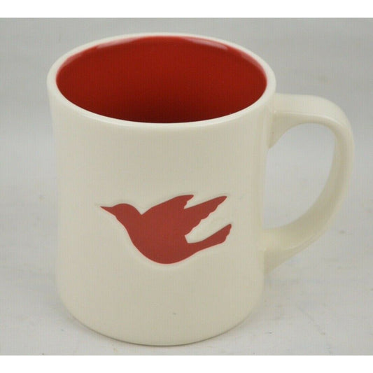 Coffee Mug Starbucks 2008 Ceramic Christmas With Embossed Red Dove Bird 12 Oz