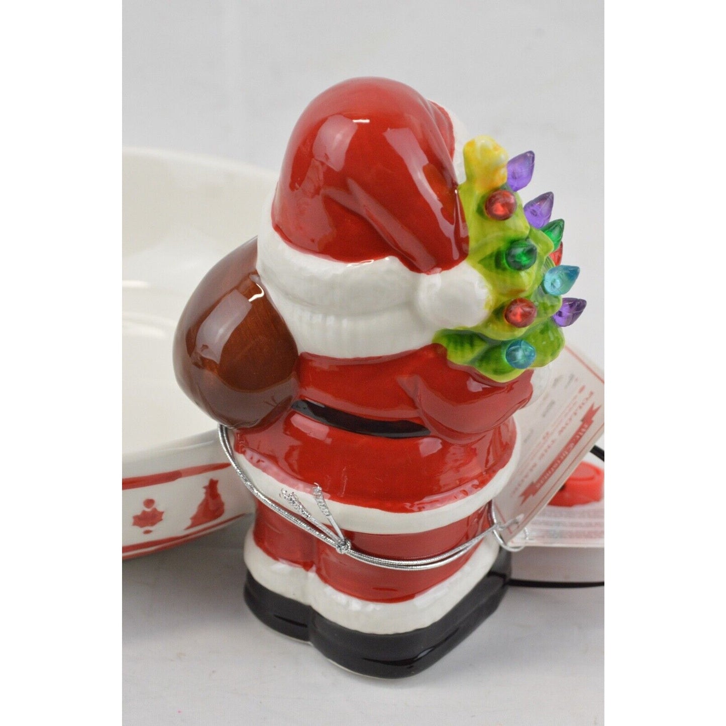 Mr. Christmas Ceramic Candy Dish Serving Bowl Light Up SANTA CLAUS  Illuminated