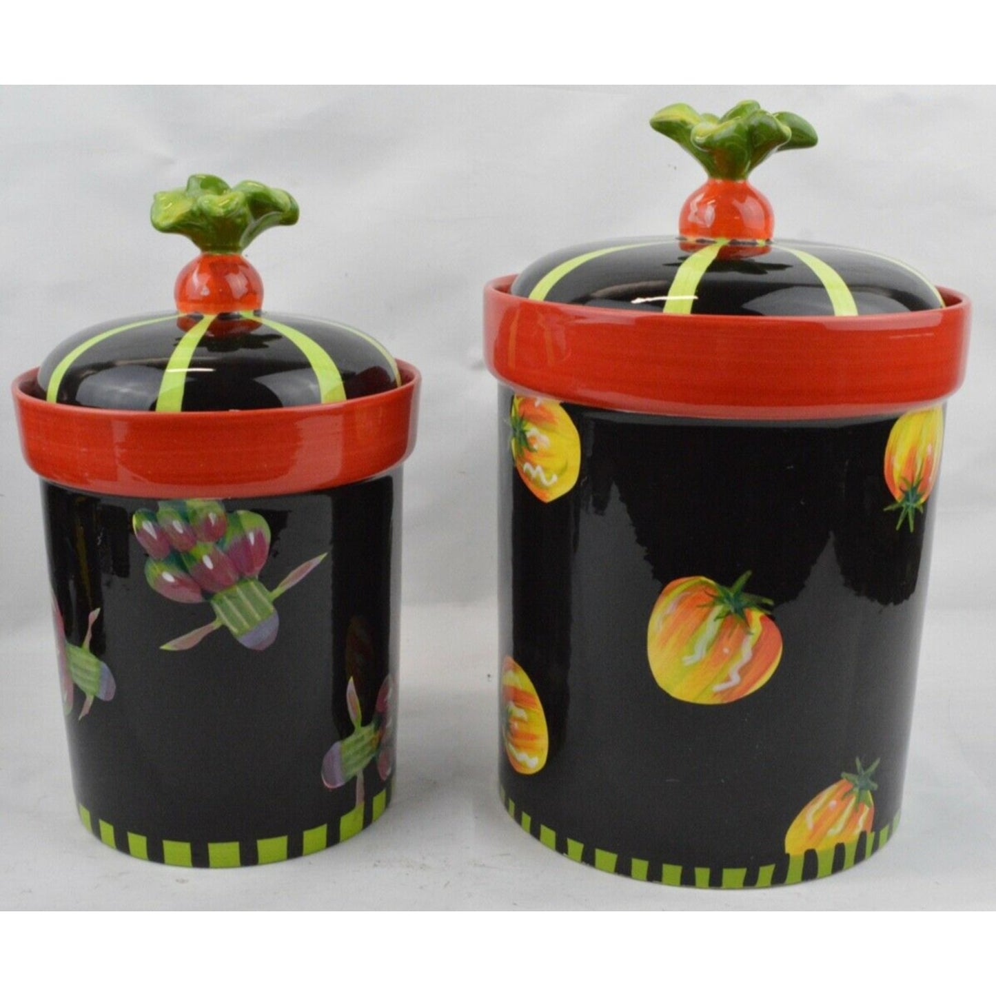 Set 4 Certified International Eileen Tramonte Vegetables Cookie Jar Canister Red