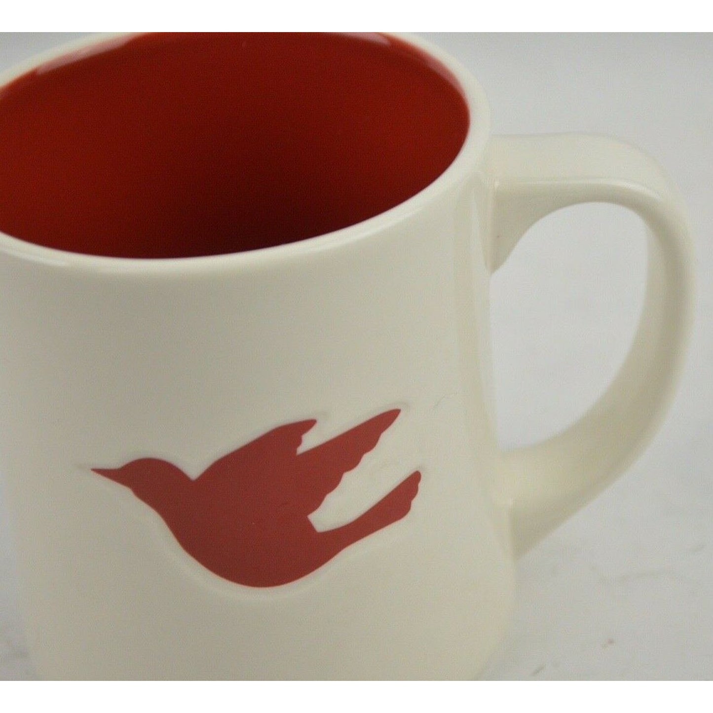 Coffee Mug Starbucks 2008 Ceramic Christmas With Embossed Red Dove Bird 12 Oz