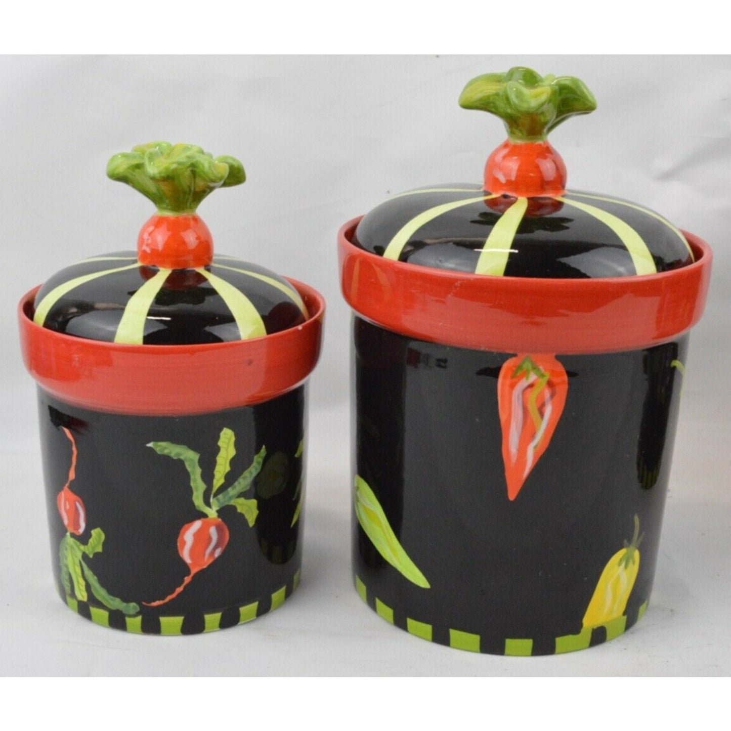 Set 4 Certified International Eileen Tramonte Vegetables Cookie Jar Canister Red