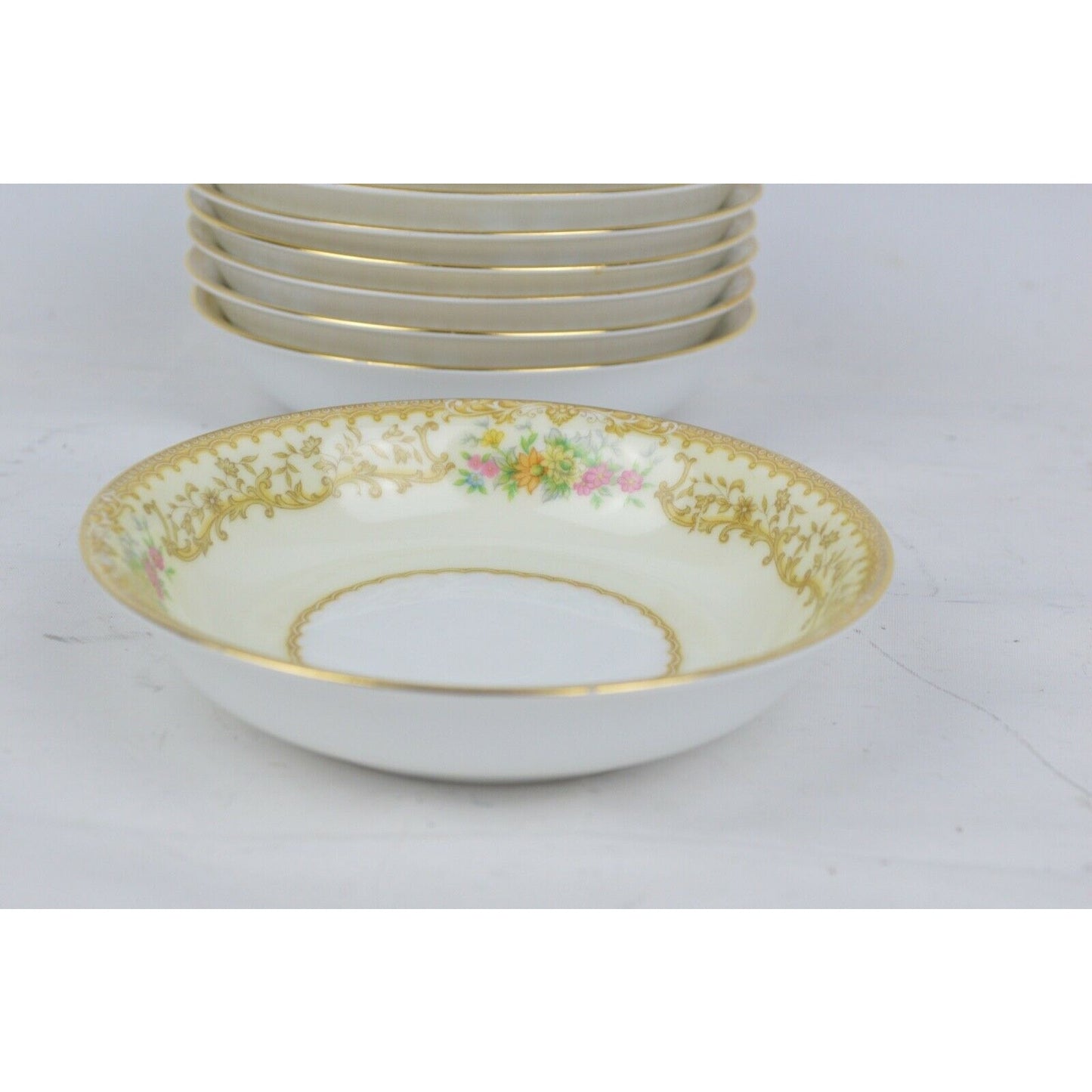 Lot x8 Ceramic Bowl Plate Noritake China Elvira 5-1/8" Japan Floral Gold Rim