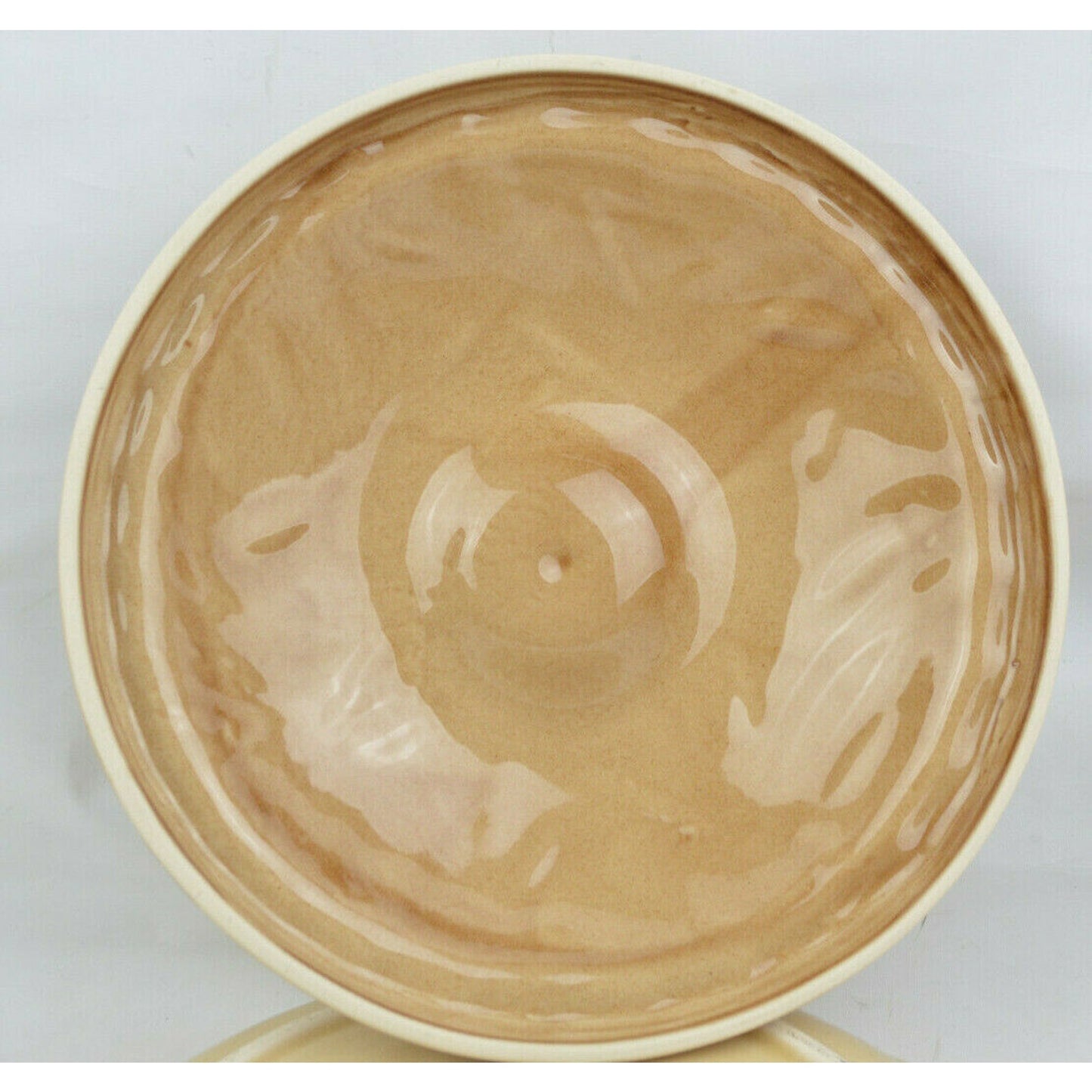 Ceramic Bake Dish Plate Keeper Strawberry Shape Pie Cover Lid Oven Brown Tan