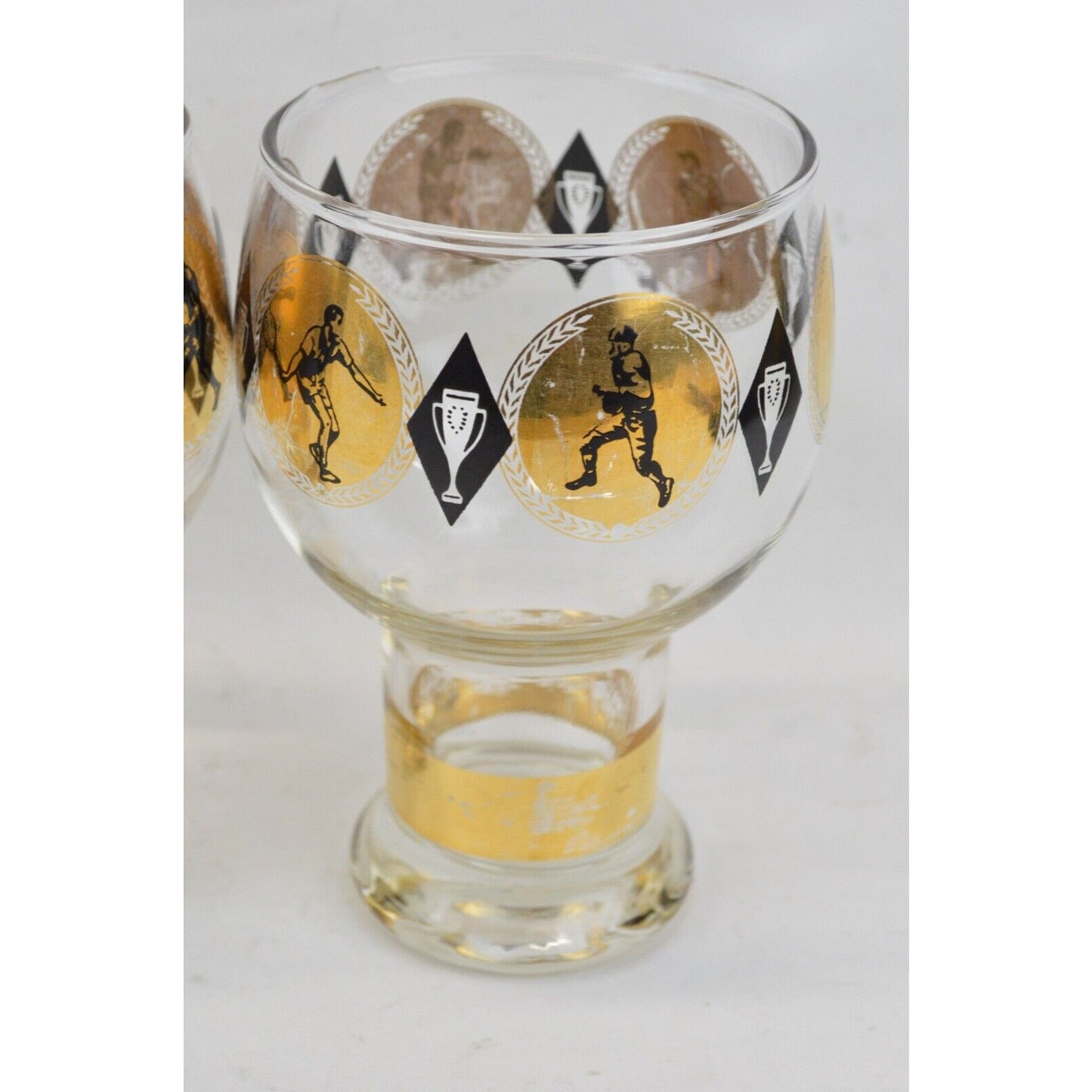 Set 3x Federal Cera Beer Glass Glasses Goblets Golf Tennis Football Baseball MCM