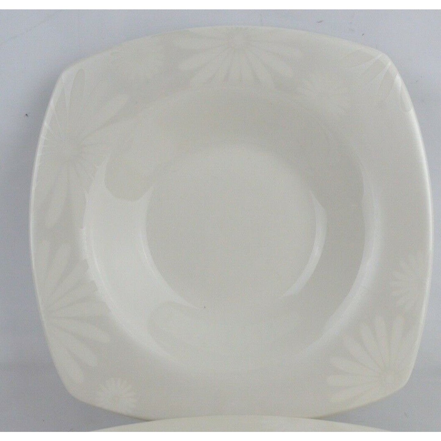 Set x7 Soup Bowl Plates 222 Fifth Alice Platinum Pattern Square White Matte 8''