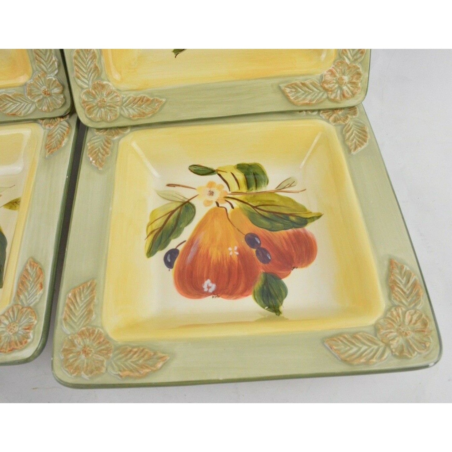 Set Of 4x Certified International Pamela Gladding La Toscana Fruit Square Plates