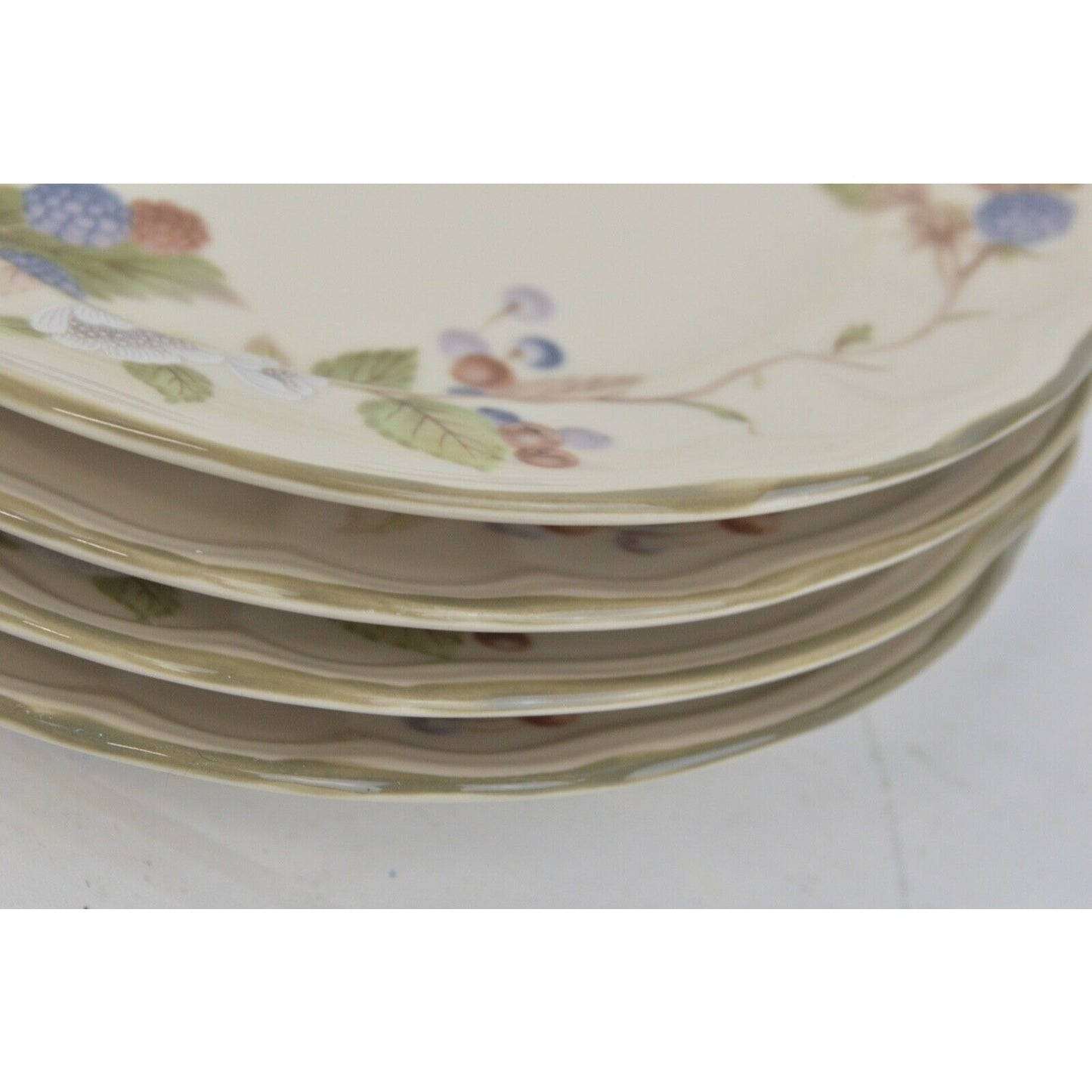 Set 8x Salad Plates Epoch Summer Hill E-530 Beige Flowers Berries Korea 7-1/2''