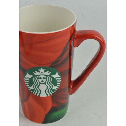 Ceramic Coffee Cup Mug Starbucks 2020 16oz Christmas Holiday Red Poinsettia