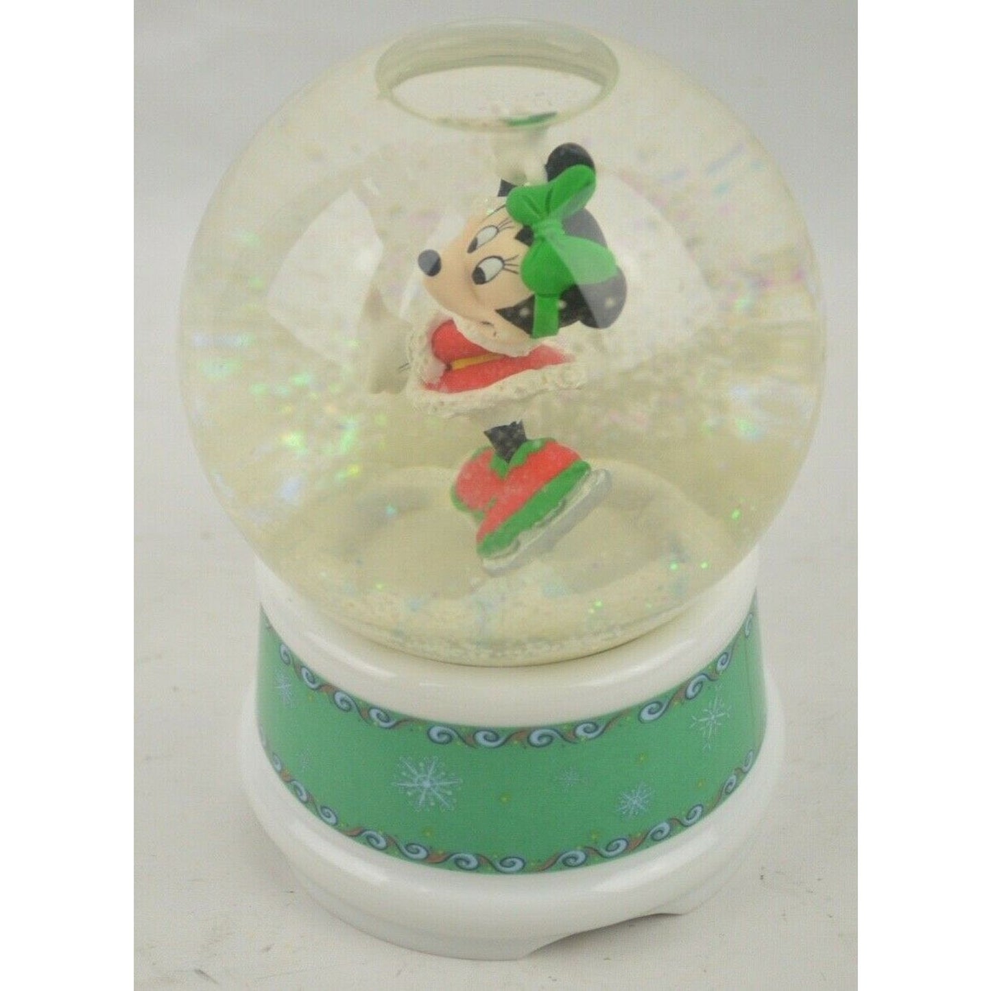 Enesco Snow Globe Music Box Disney Minnie Mouse Christmas Plays ''Let It Snow''