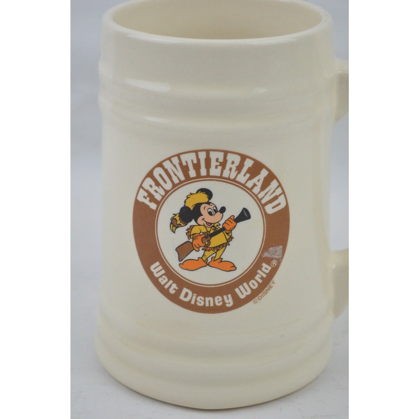 Mickey Mouse Davey Crockett Frontierland Ceramic Coffee Mug Vintage Walt Disney