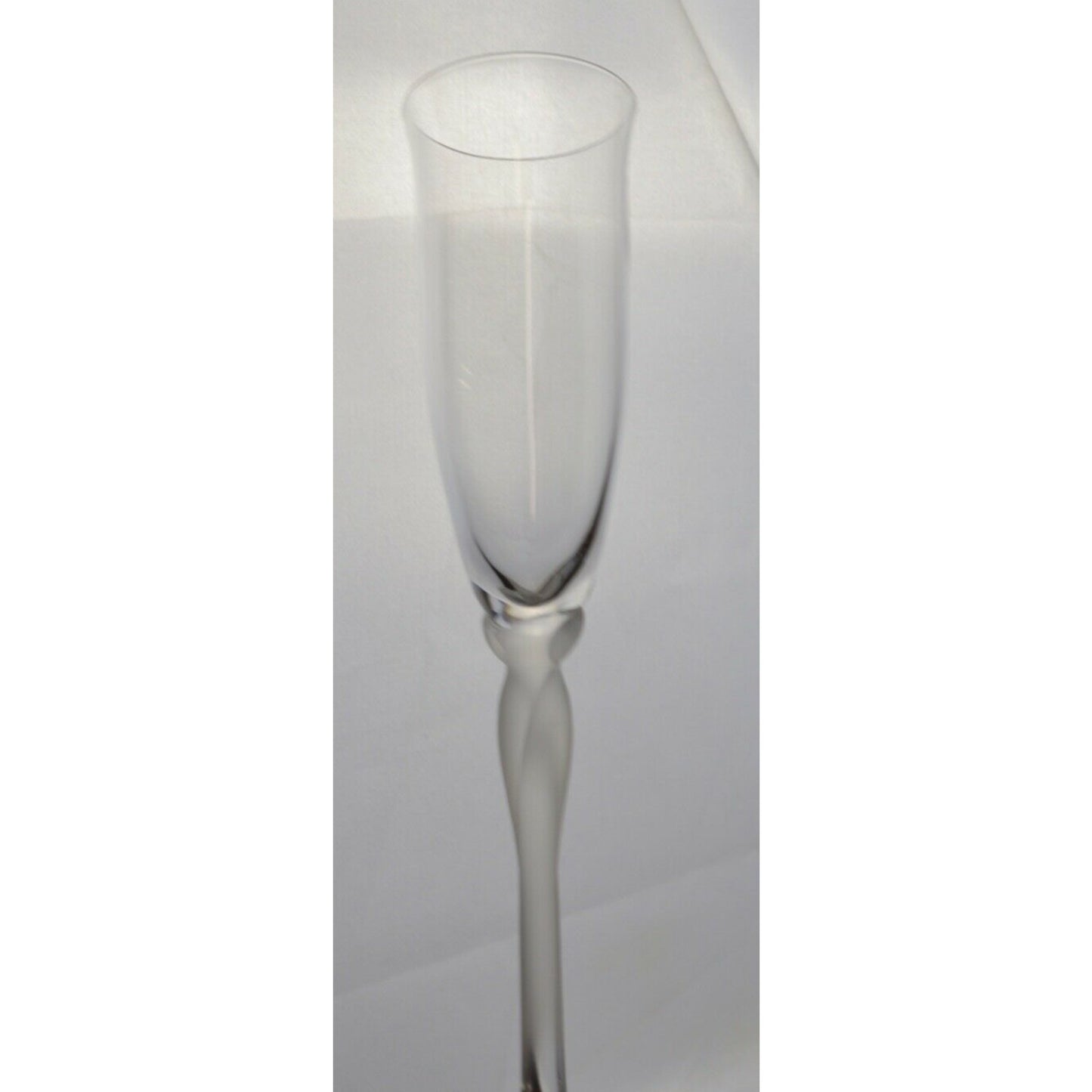 Set Of 3x Lenox Spring Mist Champagne Flutes Crystal FLOSTED STWISTED Stem Clear