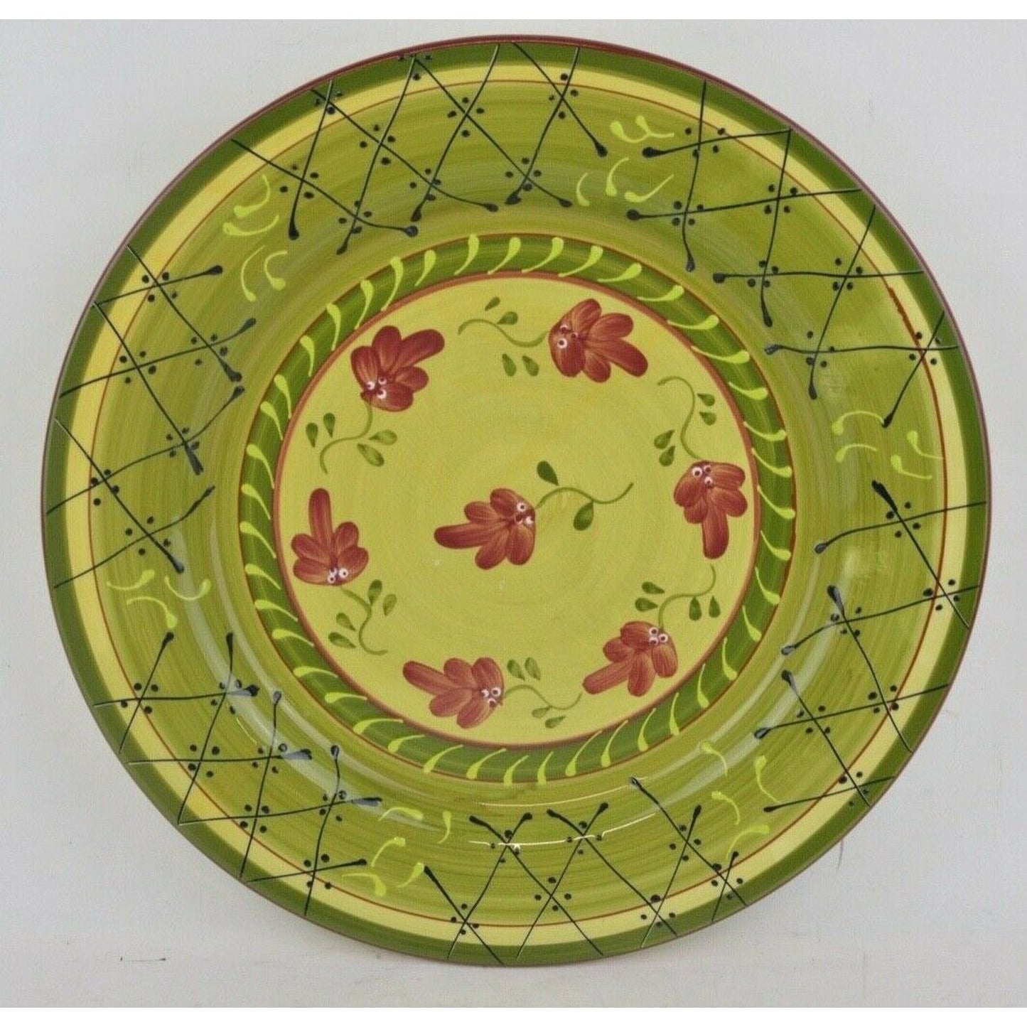 Set Of 5x Salad Plates Fleuron Romancing Provence Collections Ceramic Green Red