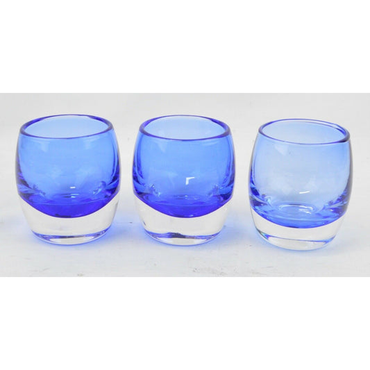 Set Of 3 Crate and Barrel Diva Votive Cobalt Blue Art Glass Candle Holder