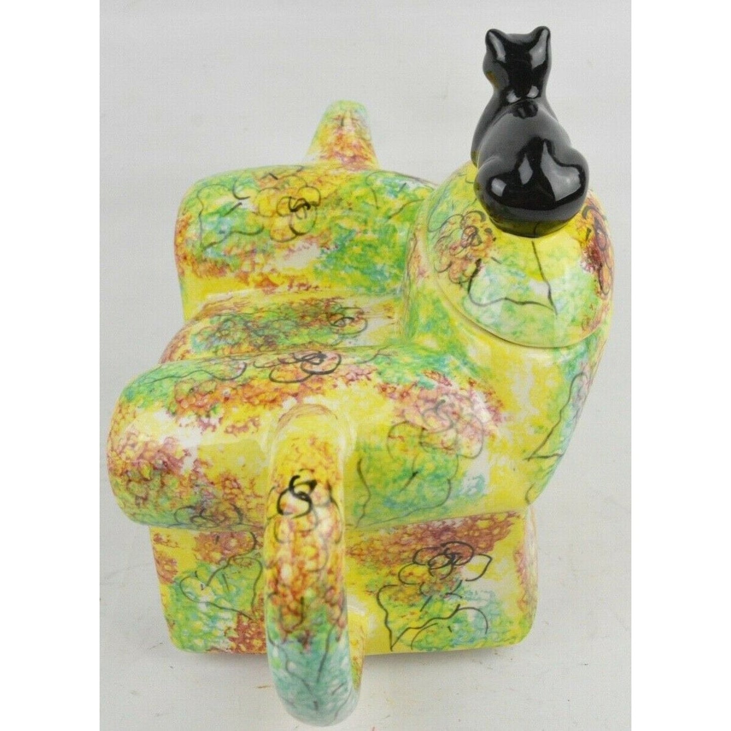 Swineside Ceramics Teapot Black Cat On Couch English Design Pottery England