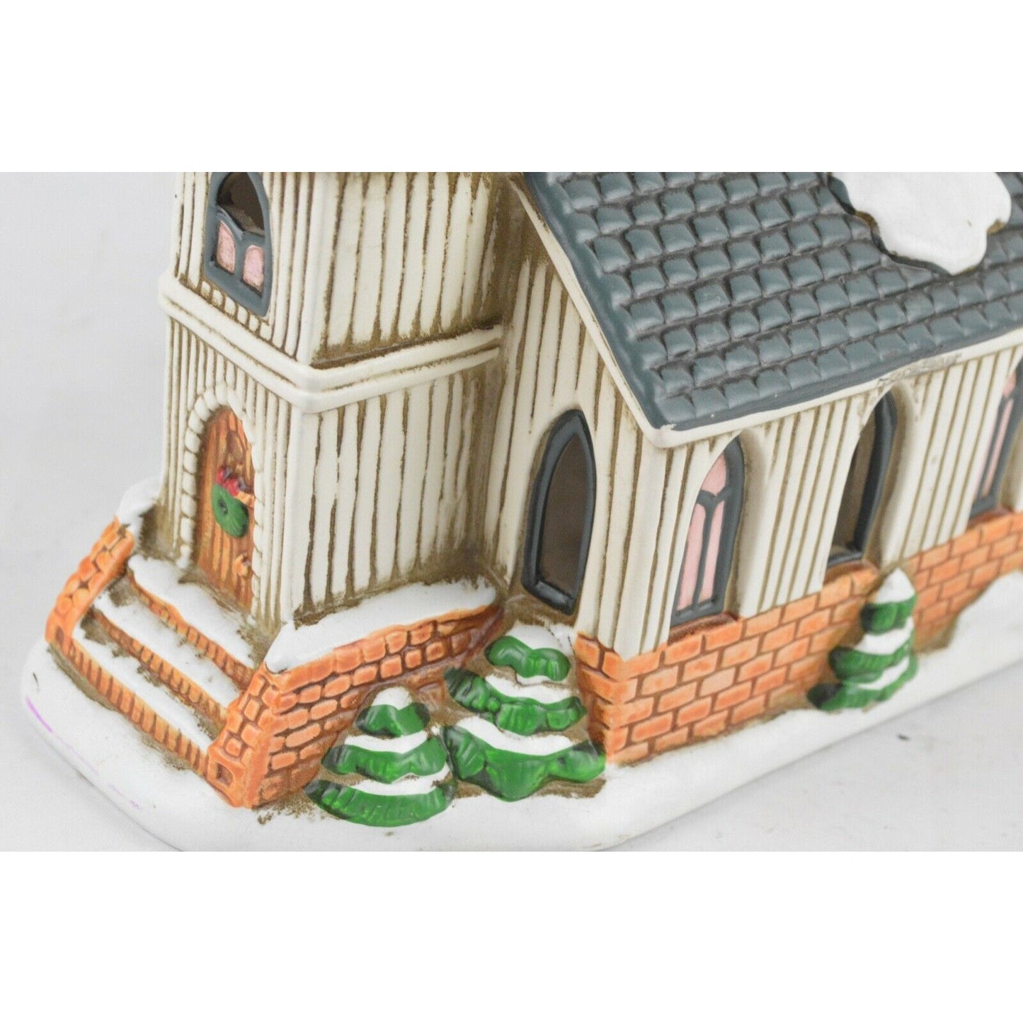 Colonial Village Lighted Church Lefton China 1989 Hand Painted Byron Wood #07333