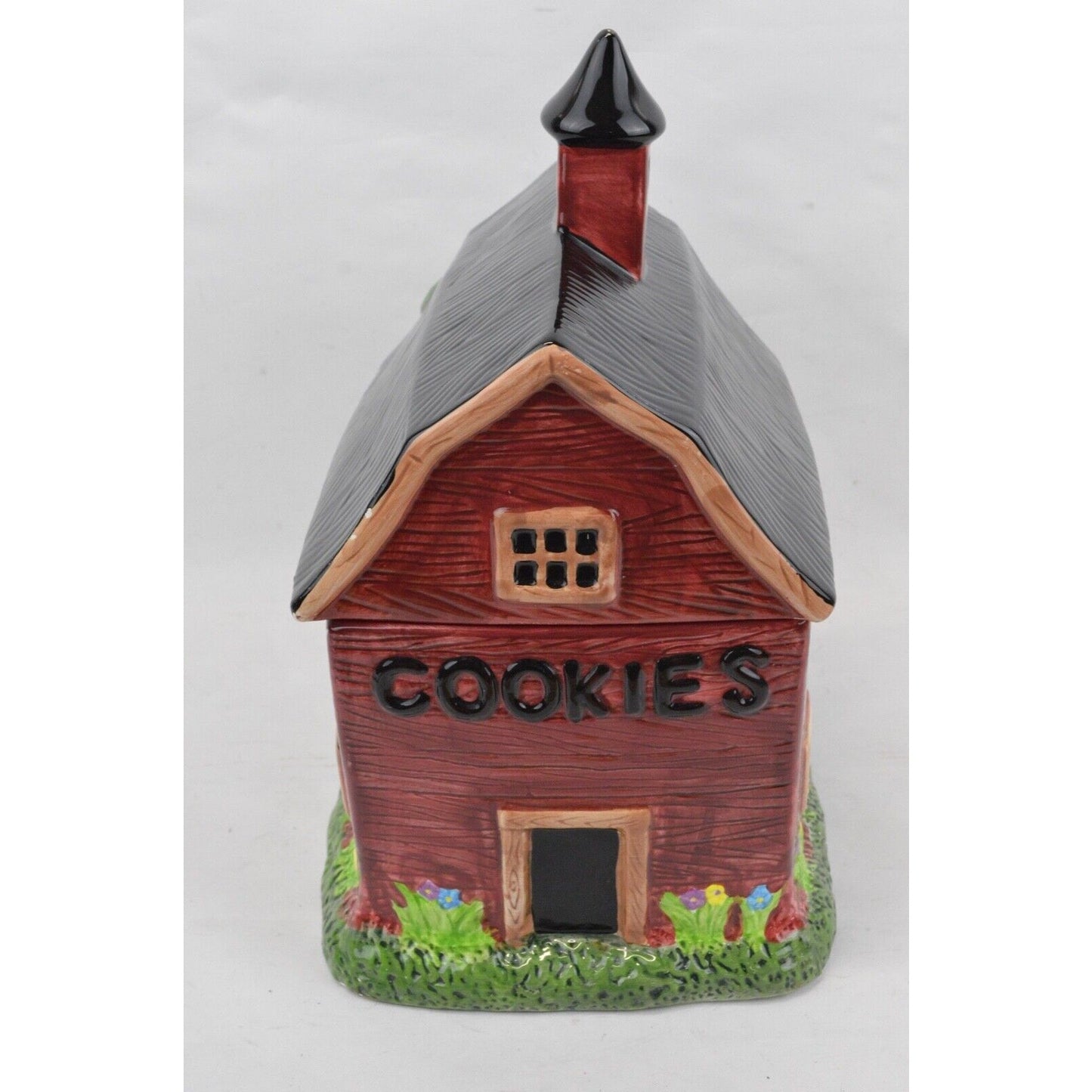 Red Barn Ceramic Cookie Jar Canister Kimble House Building Farm Country