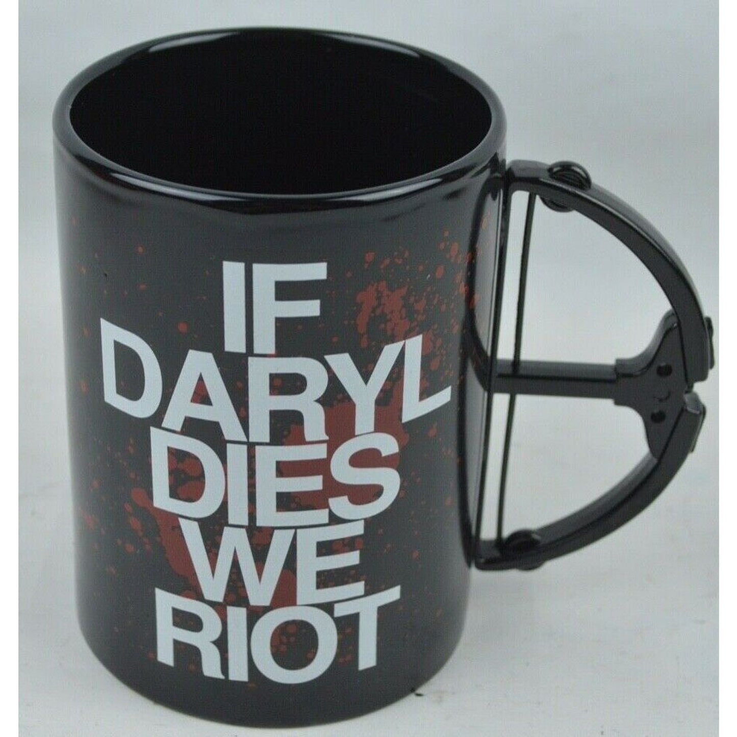 Ceramic Coffee Mug Bow Handle TWD The Walking Dead If Daryl Dies We Riot 2013