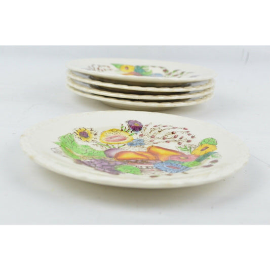 Set Of x5 Vintage Vernon Kilns Fruitdale Ceramic Plate USA Hand Painted 6-1/2''