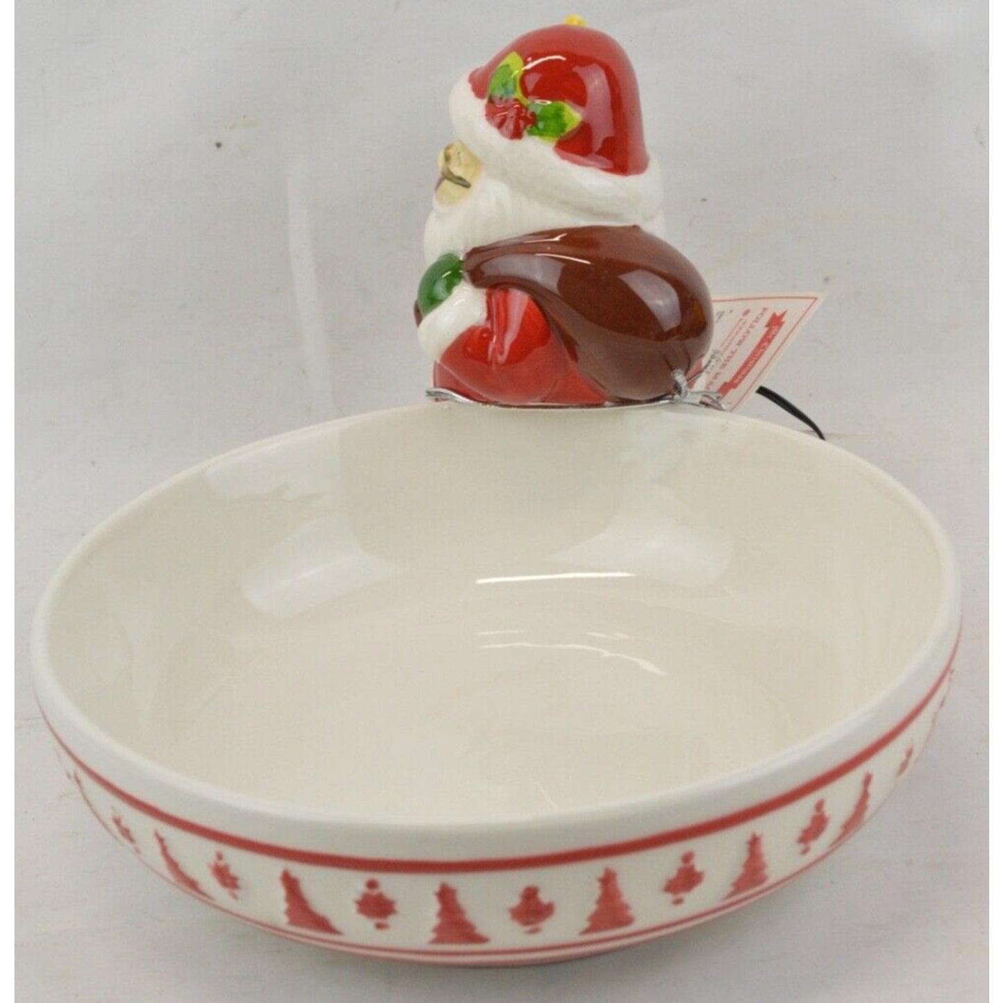 Mr. Christmas Ceramic Candy Dish Serving Bowl Light Up SANTA CLAUS  Illuminated