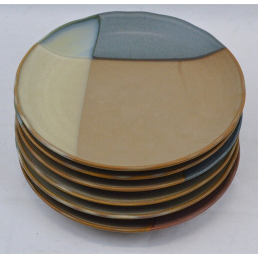 Set 6x Sango Gold Dust Sienna Green Salad Side Dessert Plates Stoneware #5039 8"