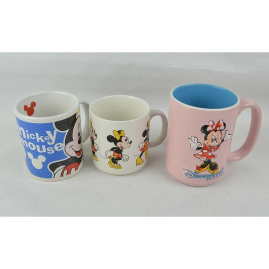 Set x3 Disney Disneyland Characters Mickey Mouse Minnie Pink Ceramic Coffee Mug