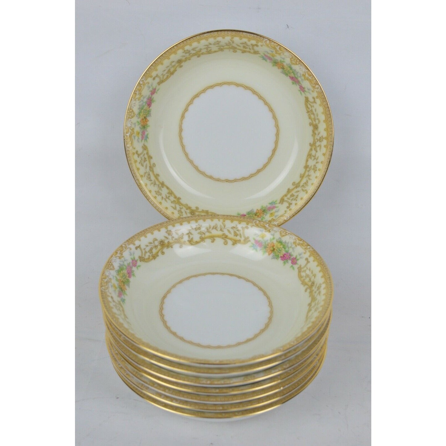 Lot x8 Ceramic Bowl Plate Noritake China Elvira 5-1/8" Japan Floral Gold Rim