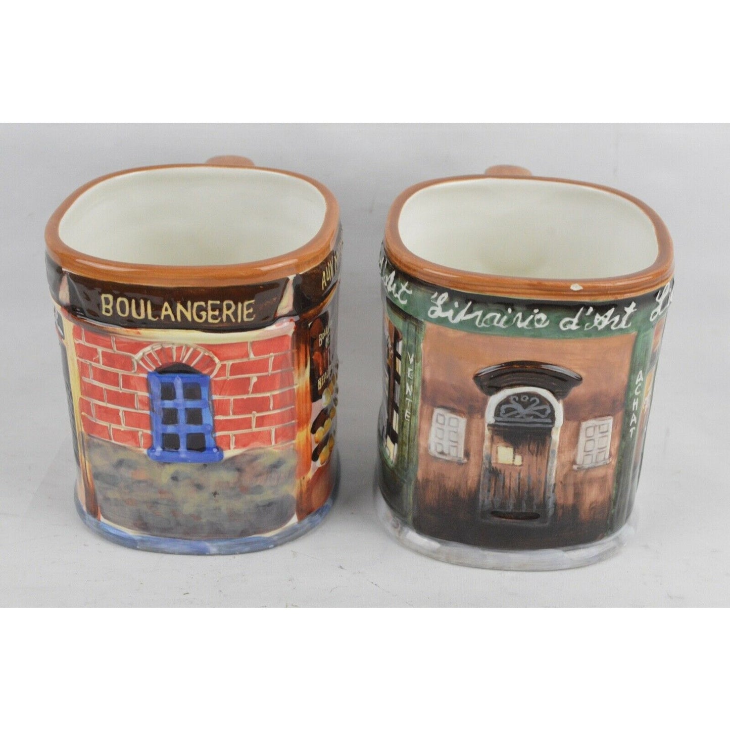 Set 2 KC Lai French Storefront Ceramic Square Coffee Mug Certified International