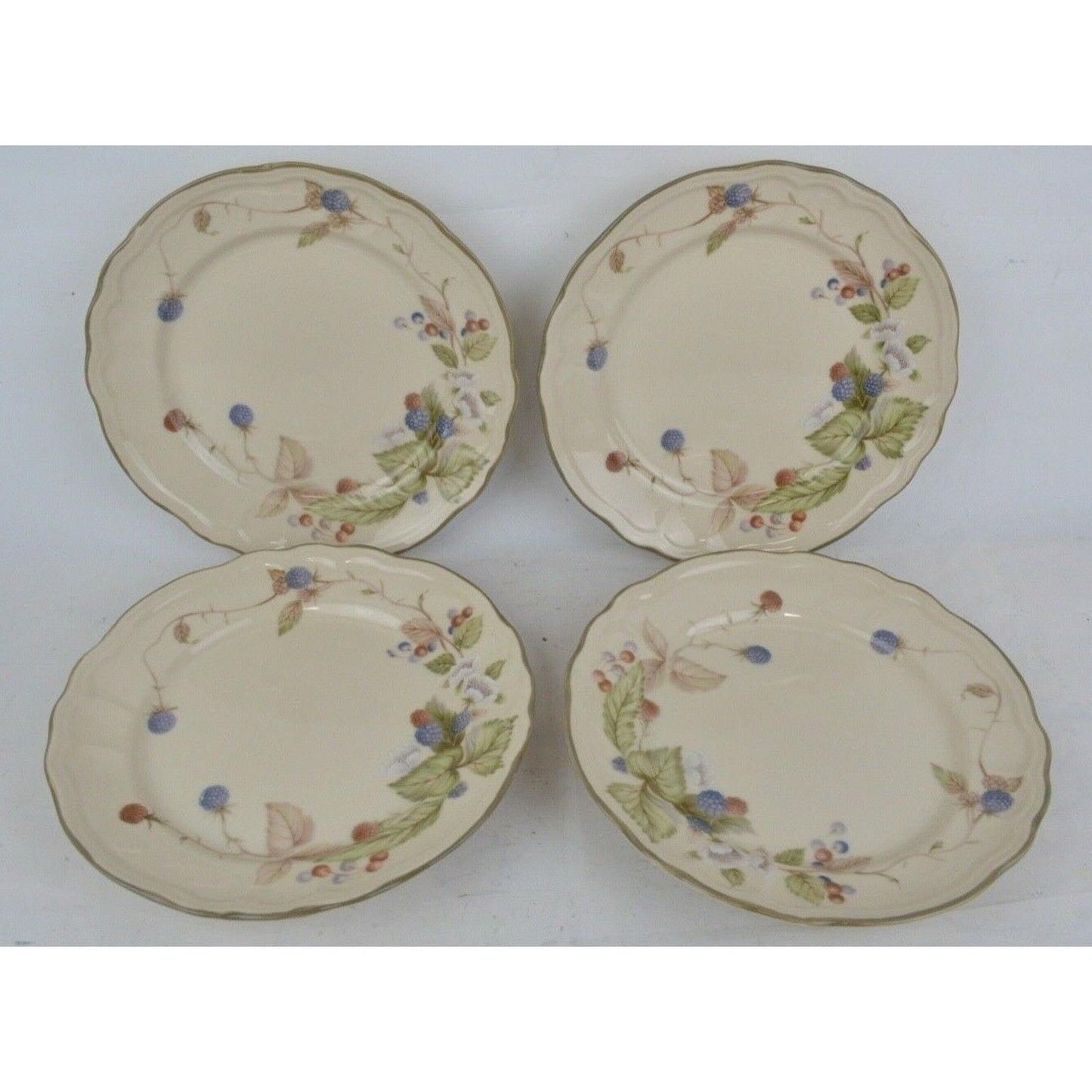 Set 8x Salad Plates Epoch Summer Hill E-530 Beige Flowers Berries Korea 7-1/2''