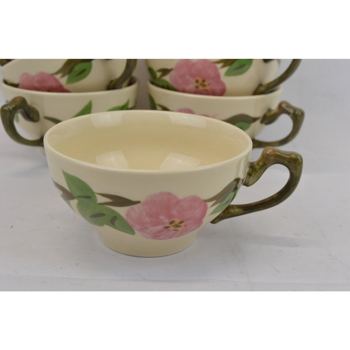 Set Of 8x Coffee Tea Cup Mug Franciscan Desert Rose Tapered Ceramic Floral