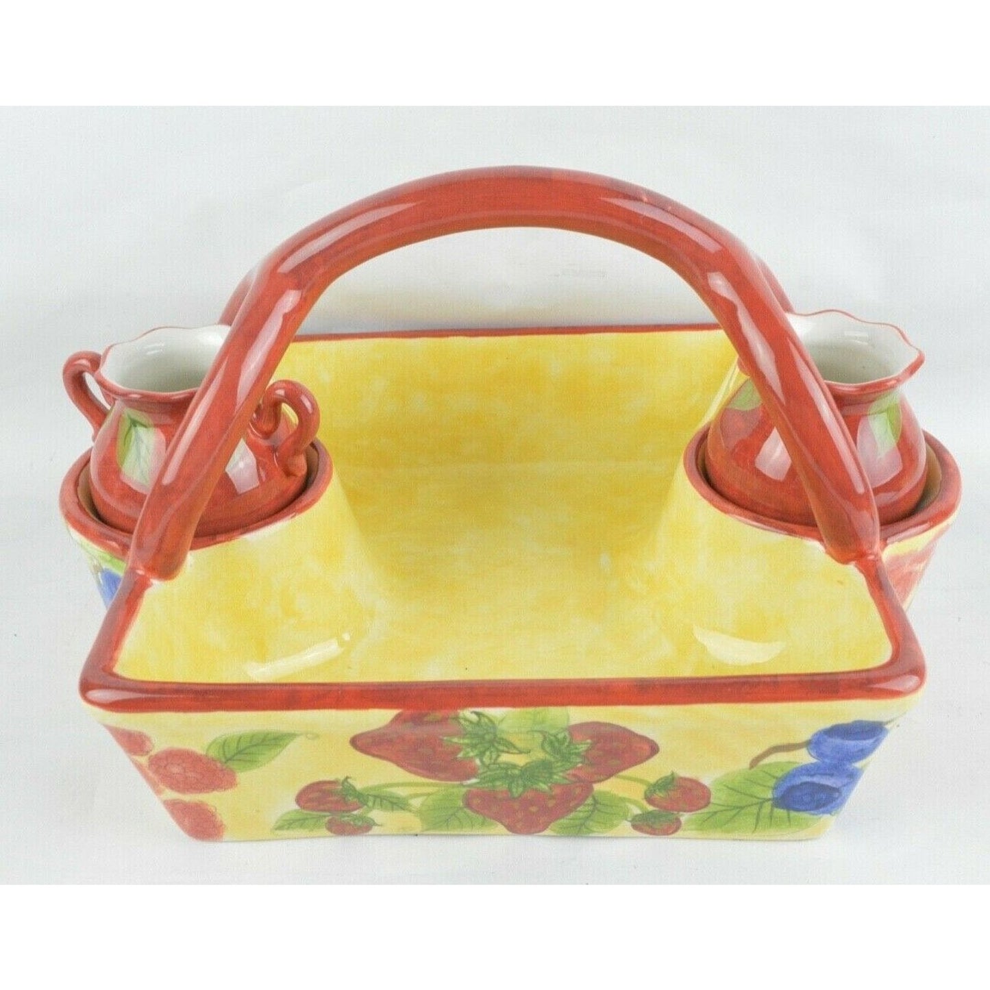 Ceramic Sugar Creamer Serving Tray Basket WildBerries Hand Painted M8309 Centrum